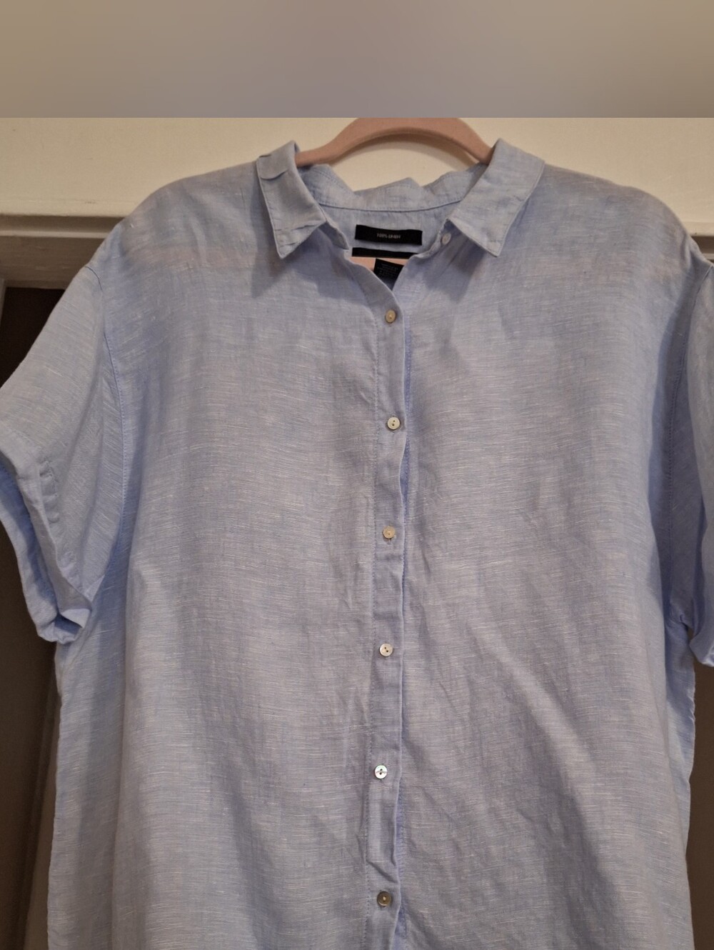 Tahari Light Blue Short-Sleeve Button-Down Shirt